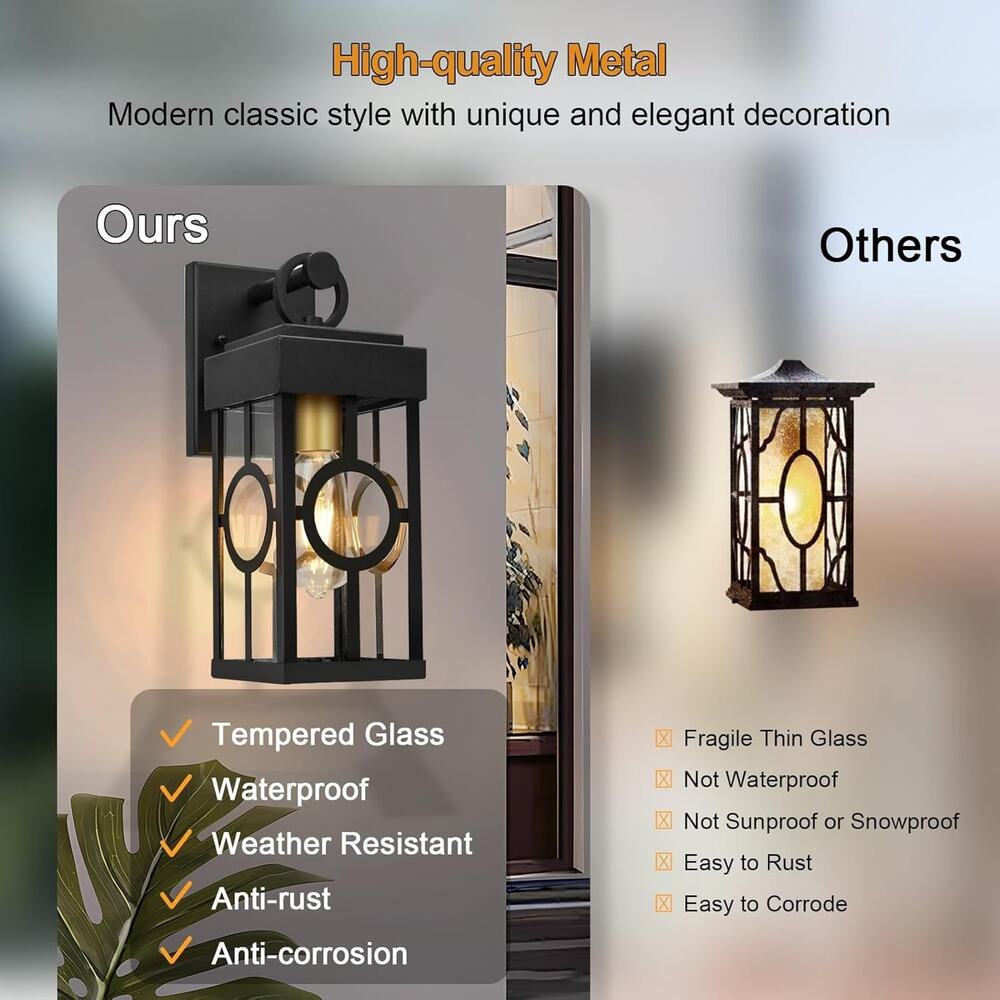 ALVIME Outdoor Wall Light Fixtures, 13 Inch Exterior Wall Lanterns, Waterproof P - Picture 3 of 5